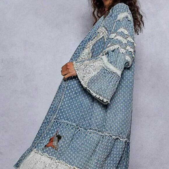 POL Wildpeace Denim Duster NEW Size Large - Picture 2 of 6